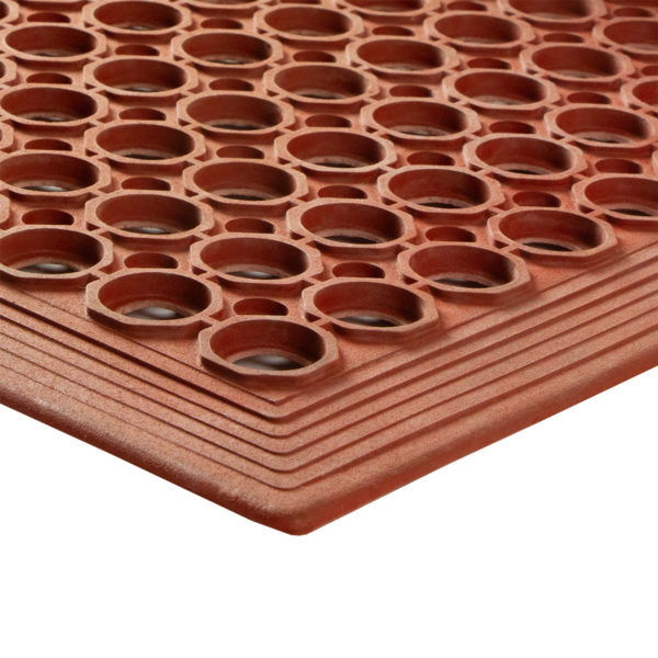 SafetyFlo Terra-cotta industrial grease resistant floor mat, side-view, @1200